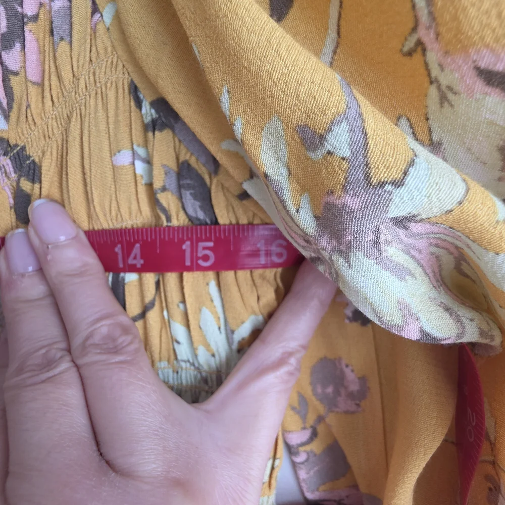 H&M Mustard Yellow Floral Smocked Off-The-Shoulder Mini Dress - Picture 9 of 12